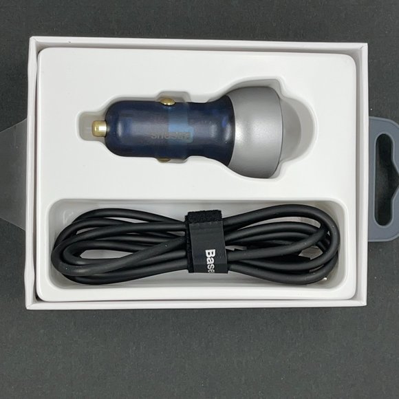 NIB Baseus vckx65c 65W dual car charger USB-C USB-A Macbook 65W w/cable - Picture 5 of 7
